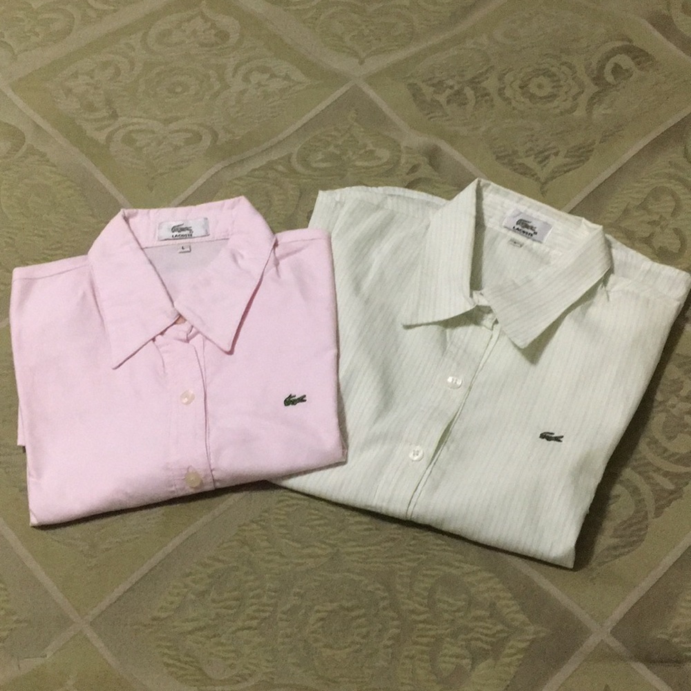 Lacoste short sleeve button down blouse